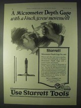 1922 Starrett Tools Ad - Micrometer Depth Gage - £14.61 GBP