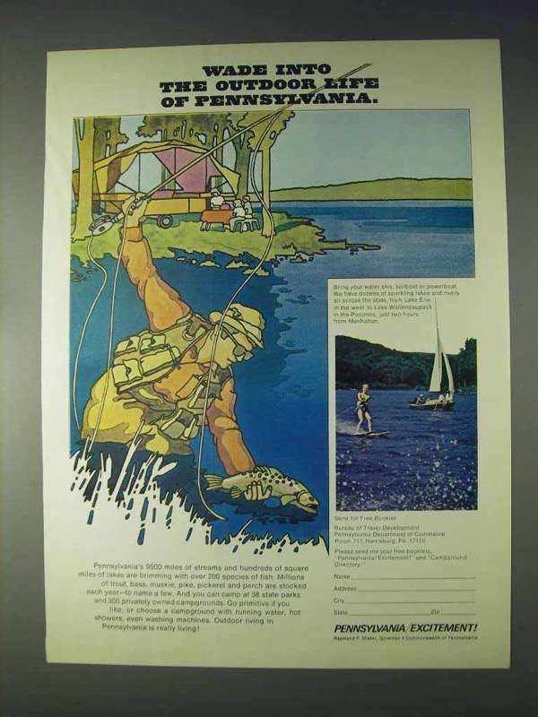 1970 Pennsylvania Tourism Ad - Wade Into Outdoor Life - $18.49
