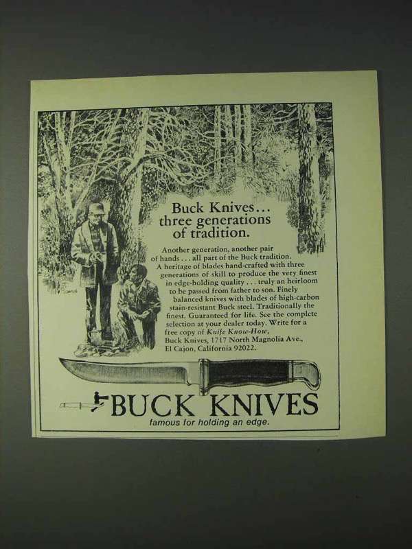 Primary image for 1972 Buck Knives Ad - Three Generations of Tradition