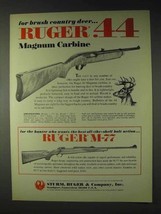1972 Ruger Ad - .44 Magnum Carbine and M-77 Rifle - $18.49