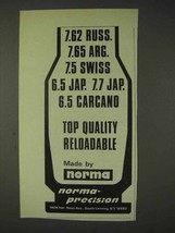 1973 Norma Ammunition Ad - 7.62 Russ. 7.65 Arg. 6.5 Jap - £13.80 GBP