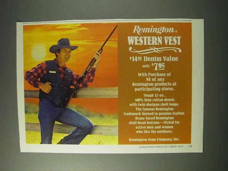 1978 Remington Western Vest Ad! - $18.49