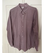 Uniqlo Mens Shirt L Long Sleeve Button Up Micro Check Preppy Casual - $328.89 MXN