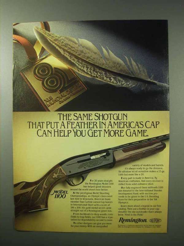 1983 Remington Model 1100 Shotgun Ad - Feather in Cap - $18.49