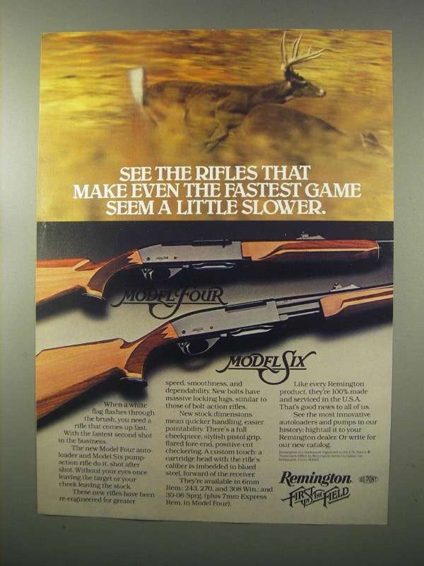 Primary image for 1981 Remington Model Four and Six Rifle Ad - Fastest Game