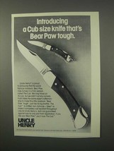 1981 Schrade Uncle Henry Bear Paw LB7, Cub LB1 Knive Ad - £14.87 GBP