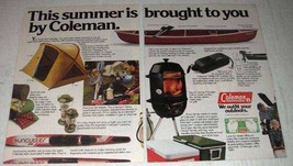 1983 Coleman Ad - Odyssey Tent, Canoe, Lanterns, Stove - $18.49