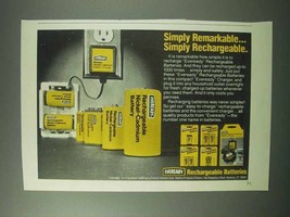 1983 Eveready Rechargeable Batteries Ad - Remarkable - $18.49