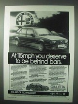 1984 Alfa Romeo Giulietta Car Ad - Be Behind Bars - £14.44 GBP