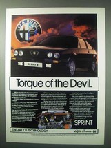 1984 Alfa Romeo Sprint Car Ad - Torque of the Devil - £14.44 GBP