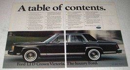 1984 Ford LTD Crown Victoria Ad - Table of Contents - £14.65 GBP