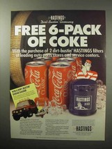 1987 Hastings Filters Ad - 6-pack of Coke - $18.49