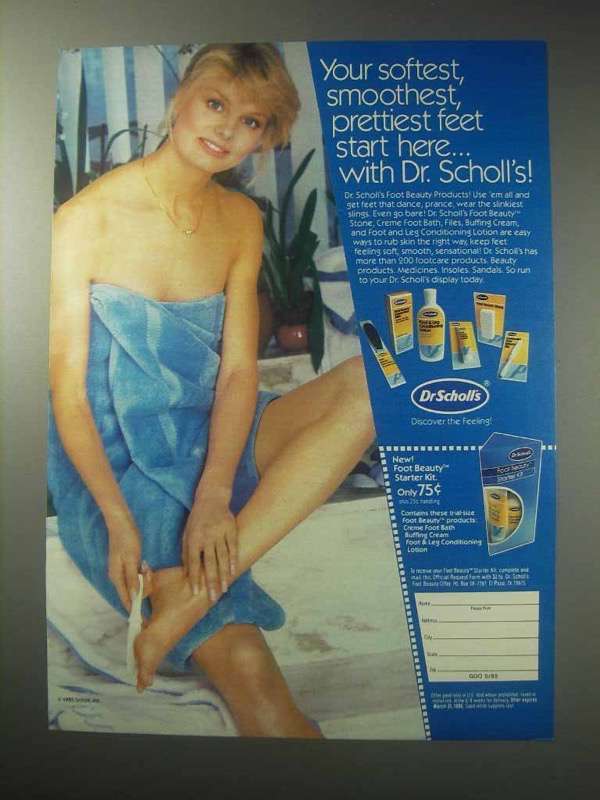 Primary image for 1985 Dr. Scholl's Foot Beauty Products Ad - Softest