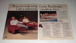 1985 Lane Recliners Ad - Get a Relaxing Vacation - $18.49