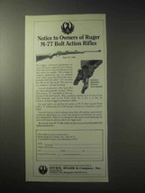 1985 Ruger M-77 Rifle Ad - Notice to Owners Of - $18.49