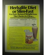 1985 Slim-Fast Weight Loss Ad - Herbalife Diet - £14.55 GBP