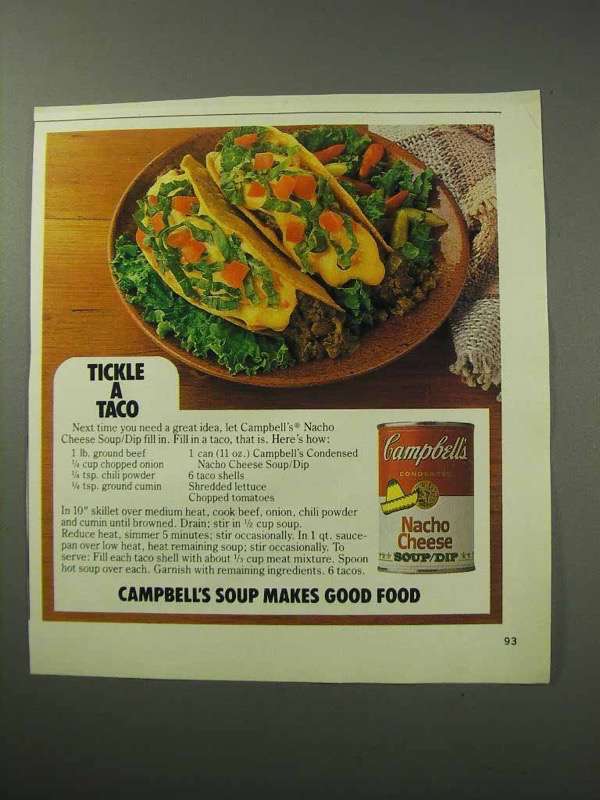 1986 Campbell's Nacho Cheese Soup / Dip Ad - Taco - $18.49