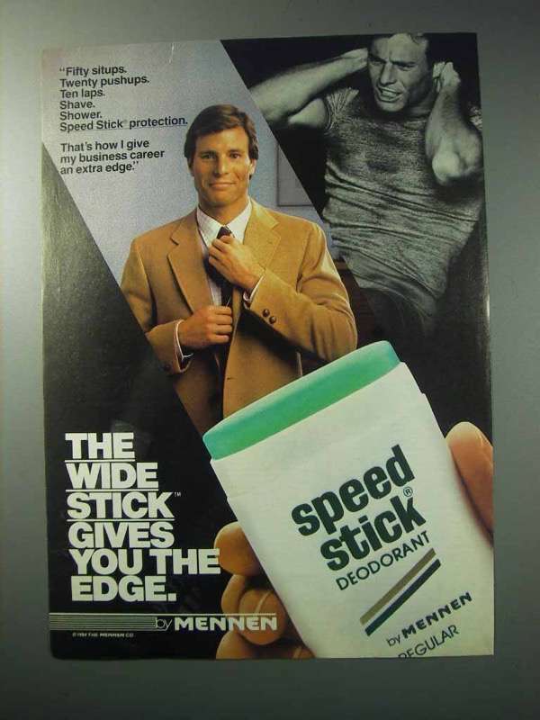 1986 Mennen Speed Stick Deodorant Ad - Gives The Edge - £14.53 GBP