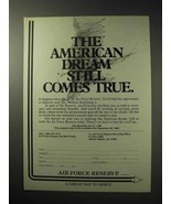 1986 U.S. Air Force Reserve Ad - The American Dream - £14.55 GBP
