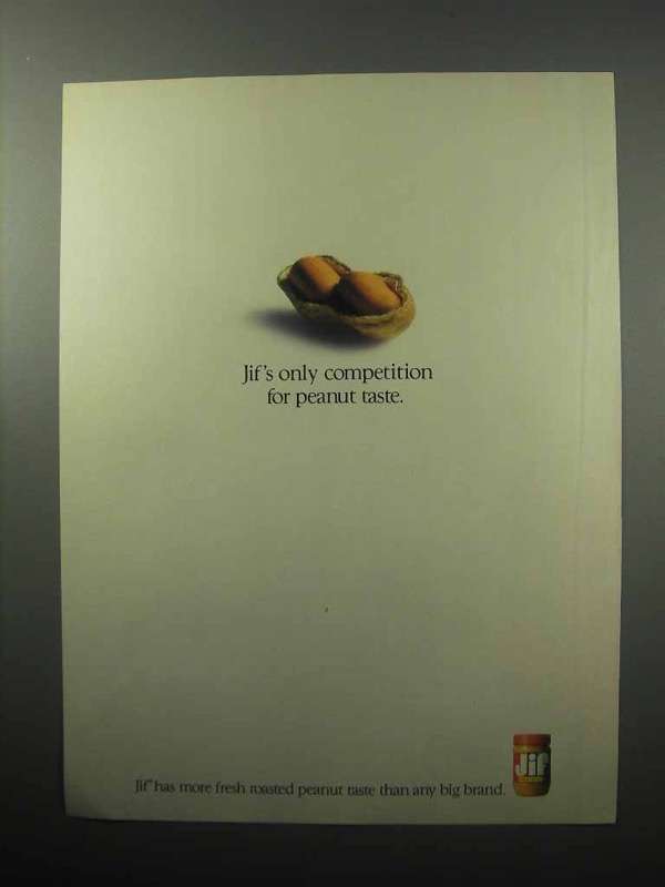 1987 Jif Peanut Butter Ad - Only Competition for Taste - £14.61 GBP