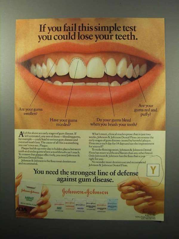 Primary image for 1987 Johnson & Johnson Dental Floss Ad - Simple Test