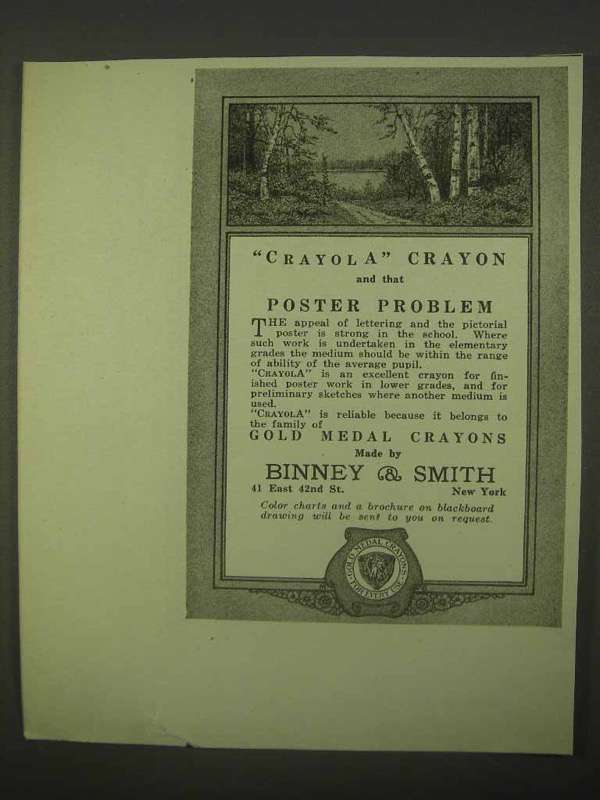 1922 Binney & Smith Crayola Crayons Ad - Poster Problem - £13.99 GBP