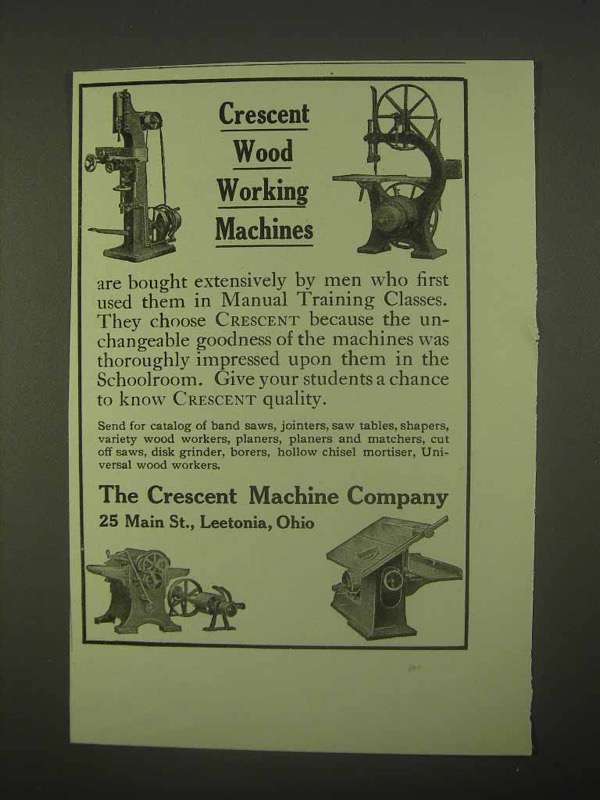 Primary image for 1922 Crescent Wood Working Machinery Ad