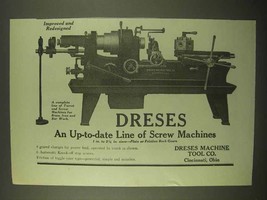 1922 Dreses Screw Machines Ad - Improved Redesigned - $18.49