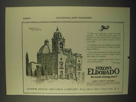1922 Dixon&#39;s Eldorado Drawing Pencil Ad, Spanish Church - $18.49