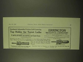 1922 Errington Tap holder for Turret Lathe Ad - £14.74 GBP