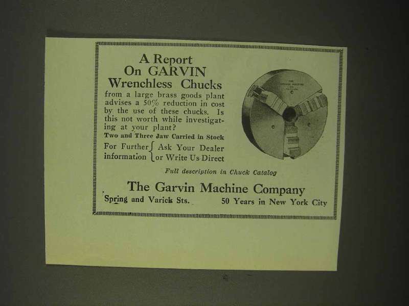 Primary image for 1922 Garvin Wrenchless Chucks Ad - A Report