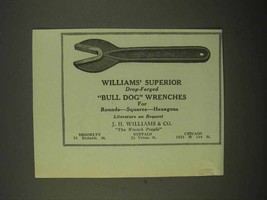 1922 J.H. Williams Bull Dog Wrenches Ad - Drop-Forged - £14.50 GBP