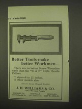1922 J.H. Williams Screw Wrench Ad - Better Workmen - £14.61 GBP
