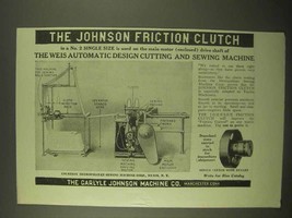 1922 Johnson Friction Clutch Ad - Weis Cutting Sewing - $18.49