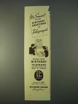 1936 Western Union Ad - Send Birthday Greetings - £14.78 GBP