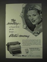 1950 Remington Rand Typewriter Ad - Top Secretary - $18.49
