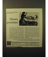 1964 Barber-Colman Company Ad - Slavery Prohibited - $18.49