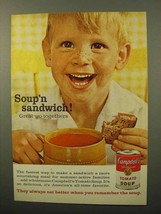 1964 Campbell&#39;s Tomato Soup Ad - Soup&#39;n Sandwich - £14.53 GBP