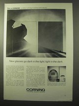 1964 Corning Photochromic Glass Ad - Dark in the Light - $18.49