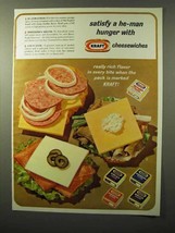 1964 Kraft Cheese Slices Ad - Satisfy a He-Man Hunger - $18.49
