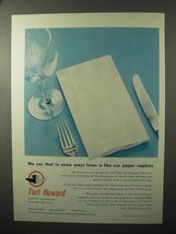 1964 Fort Howard Paper Ad - Linen Like Paper Napkins - £14.50 GBP