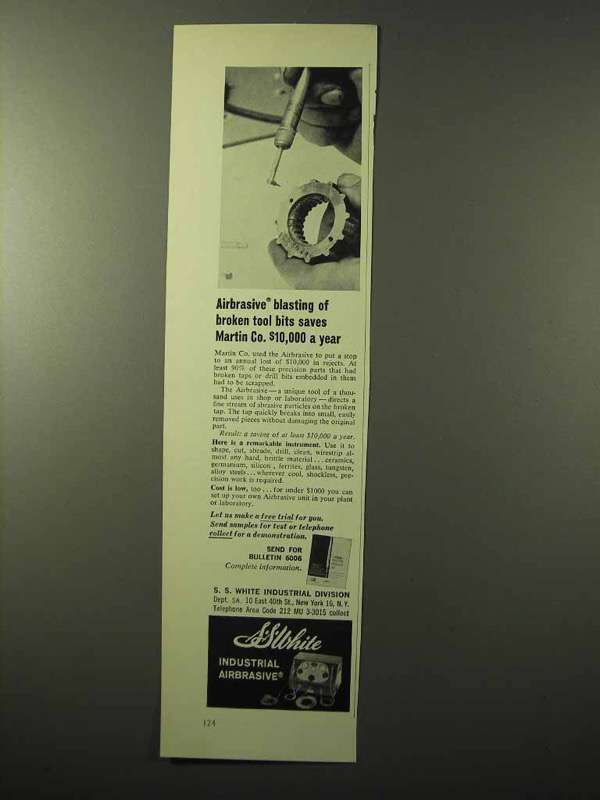 1964 S.S. White Airbrasive Ad - Broken Tool Bits - £14.89 GBP