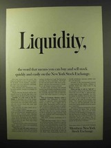 1964 Members New York Stock Exchange Ad - Liquidity - £14.78 GBP