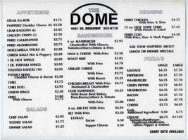 The Dome Menu 4401 So Broadway St Louis Missouri Wiffledome South  - £22.10 GBP