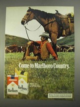 1974 Marlboro Cigarettes Ad - Marlboro Man, Cowboy - NICE - £14.45 GBP