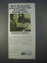 1966 DeJur Grundig Stenorette Embassy Dictating Ad - Value - £15.16 GBP