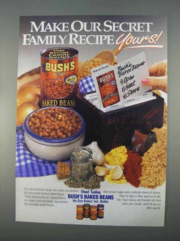 Primary image for 1996 Bush's Baked Beans Ad - Secret Family Recipe