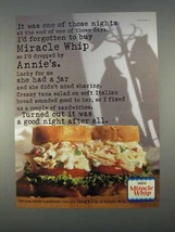 1996 Kraft Miracle Whip Dressing Ad - Those Nights - £14.65 GBP
