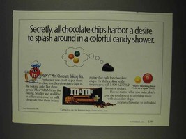 1996 M&M's Mini Baking Bits Ad - Colorful Candy Shower - $18.49