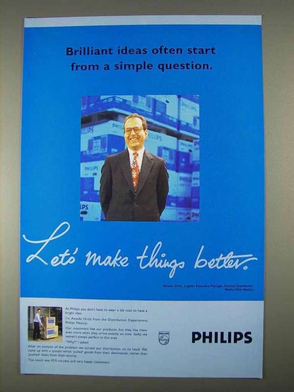 1996 Philips Electronics Ad - Brilliant Ideas Start - $18.49